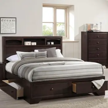 Rich Espresso Finish King Bed With Storage