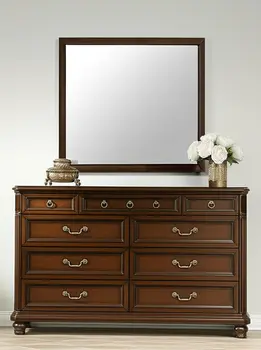 35" Espresso Wood Mounted Dresser Mirror