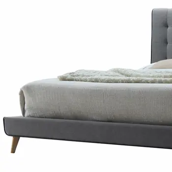 Light Gray Queen Tufted Upholstered Linen Bed Frame