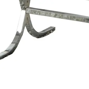 42" Clear and Silver Mirrored Glass And Iron Sled Coffee Table
