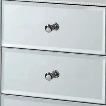 38" White Six Drawer Wood and Mirrored Glass Jewelry Armoire