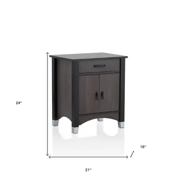 Gray Oak Wood Finish Rectangular Night Stand