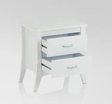 25" White Wood Two Drawer Nightstand