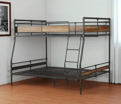 Black And Sand Full XL Over Queen Metal Bunk Bed