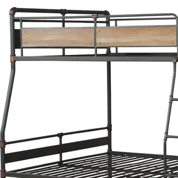 Dark Brown Full Industrial Metal Bunk Bed