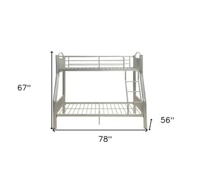 78" X 56" X 67" Silver Metal Twin Over Full  Bunk Bed