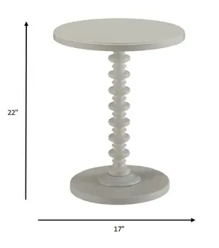 22" White Wood And Solid Wood Round Pedestal End Table