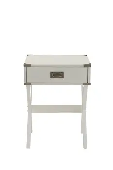 Modern White X Shape Wooden Storage End Table