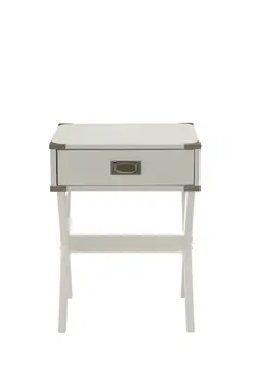 Modern White X Shape Wooden Storage End Table