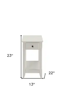 23" White Solid and Manufactured Wood End Table With Drawer And Shelf
