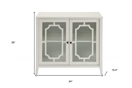 34" White Sideboard with Two Glass Doors