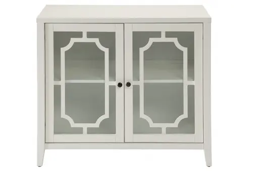 34" White Sideboard with Two Glass Doors