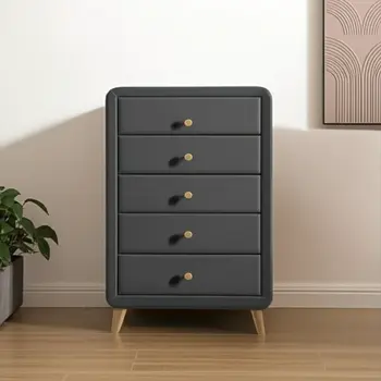 32" Light Gray Wood Five Drawer Dresser