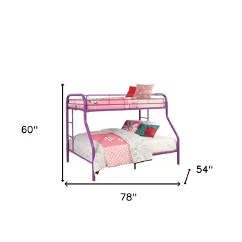 78" X 54" X 60" Twin Over Full Purple Metal Tube Bunk Bed