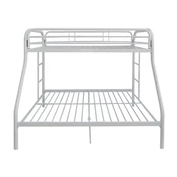 White Twin Over Full Contemporary Metal Bunk Bed