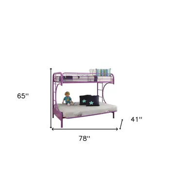 78" X 41" X 65" Twin Over Full Purple Metal Tube Futon Bunk Bed
