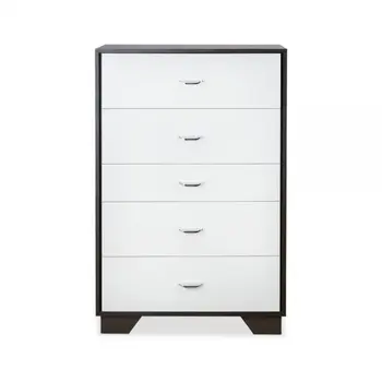 32" Brown and White Five Drawer Standard Chest