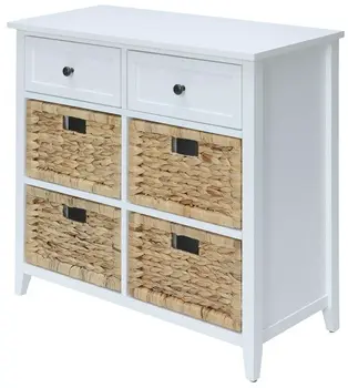30" X 13" X 28" White Wood Veneer 6 Drawers Accent Chest