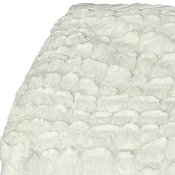 50" X 70" Ivory Faux Fur Plush Throw Blanket with Embroidery
