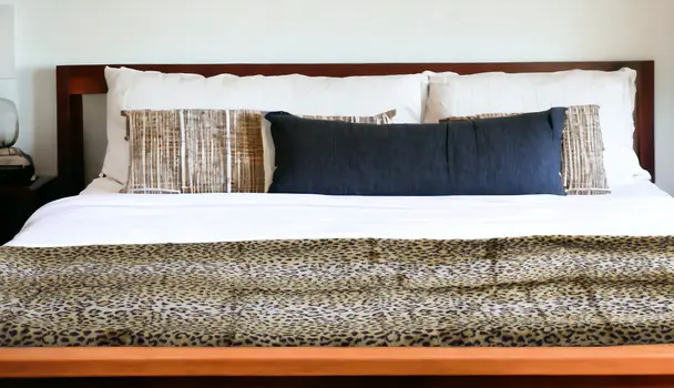50" X 70" Ivory Black and Brown Faux Fur Animal Print Plush Throw Blanket with Embroidery