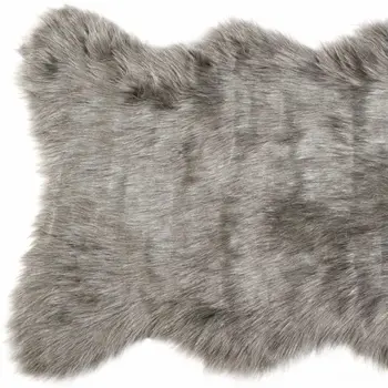 2' X 3' Gray Faux Sheepskin Area Rug
