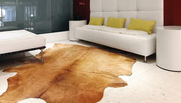 6' X 7' Golden Brown Cowhide Area Rug
