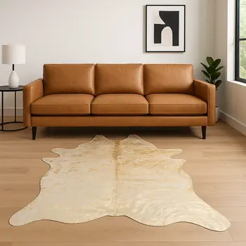 6' X 7' Natural Cowhide Cowhide Print Area Rug
