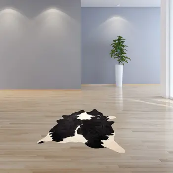 6' X 7' Black And White Cowhide Animal Print Area Rug