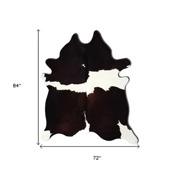 6' X 7' Brown And White Cowhide Cowhide Print Area Rug