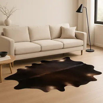 6' X 7' Black And White Cowhide Cowhide Print Area Rug