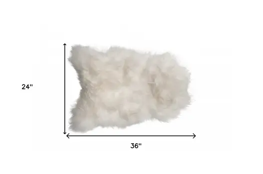 2' X 3' White Natural Wool Long-Haired Sheepskin Area Rug