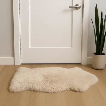 2' X 3' Taupe Genuine Sheepskin Animal Print Shag Area Rug