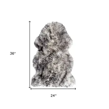 2' X 3' Gray Genuine Sheepskin Animal Print Shag Area Rug