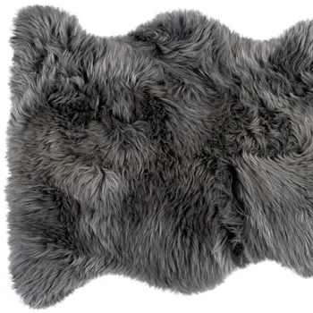 2' X 3' Gray Genuine Sheepskin Animal Print Shag Area Rug