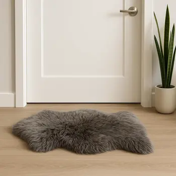 2' X 3' Gray Genuine Sheepskin Animal Print Shag Area Rug