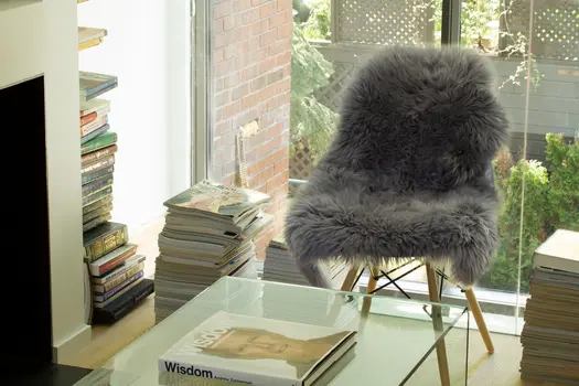 2' X 3' Gray Genuine Sheepskin Animal Print Shag Area Rug