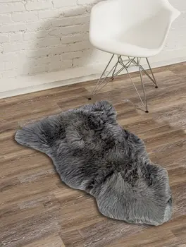 2' X 3' Gray Genuine Sheepskin Animal Print Shag Area Rug