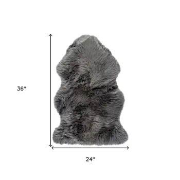 2' X 3' Gray Genuine Sheepskin Animal Print Shag Area Rug