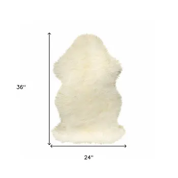2' X 3' White Natural New Zealand Sheepskin Wool Area Rug