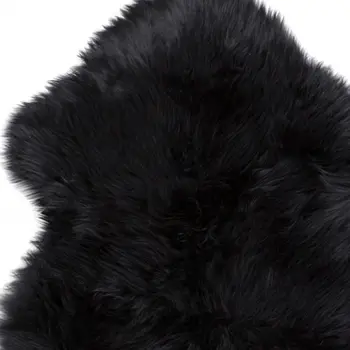 6' Black Genuine Sheepskin Animal Print Shag Area Rug