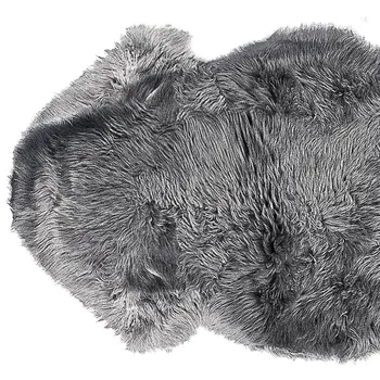 6' Gray Genuine Sheepskin Animal Print Shag Area Rug