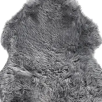 6' Gray Genuine Sheepskin Animal Print Shag Area Rug