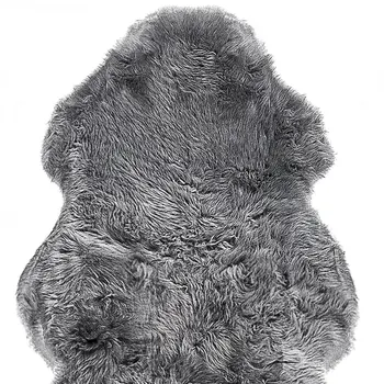 6' Gray Genuine Sheepskin Animal Print Shag Area Rug