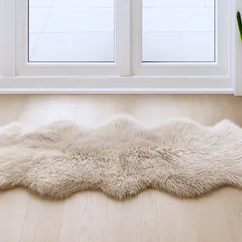 6' Taupe Genuine Sheepskin Animal Print Shag Area Rug