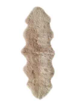 6' Taupe Genuine Sheepskin Animal Print Shag Area Rug