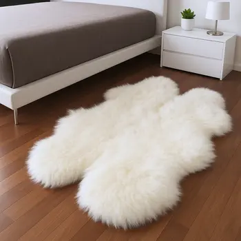 4' X 6' Natural Genuine Sheepskin Handmade Area Rug