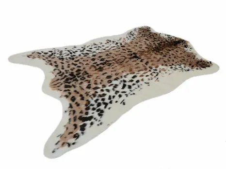 4' X 5' Ivory Black And Brown Faux Fur Animal Print Washable Area Rug