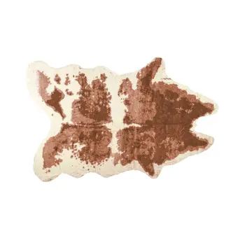 4' X 5' Brown And Ivory Faux Cowhide Animal Print Area Rug