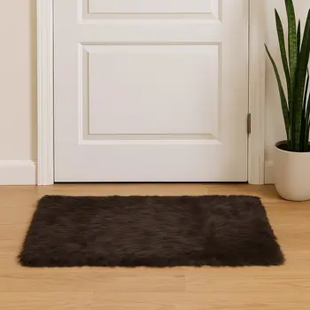 2' X 3' Chocolate Faux Sheepskin Shag Area Rug
