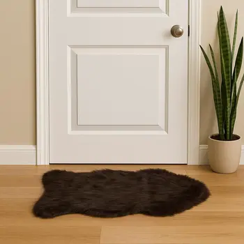 2' X 3' Chocolate Faux Sheepskin Shag Area Rug